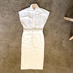 NWOT Zara Oyster White Shirt Dress with Tie S